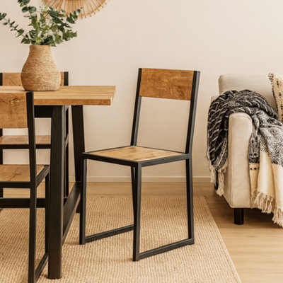 Wyld Haus Set Of 2 Industrial Mango Wood Dining Chairs With Black Metal Frame - image 1