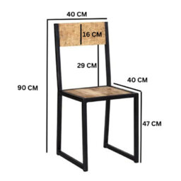 Wyld Haus Set Of 2 Industrial Mango Wood Dining Chairs With Black Metal Frame - thumbnail 5