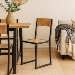 Wyld Haus Set Of 2 Industrial Mango Wood Dining Chairs With Black Metal Frame - thumbnail 1