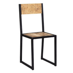 Wyld Haus Set Of 2 Industrial Mango Wood Dining Chairs With Black Metal Frame - thumbnail 3