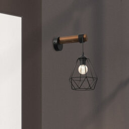 Milagro Acero Wall Lamp 1Xe27 This Hand Made Industrial Style Lamp Is Hand Made From Sleek Black Steel And Natural Dark Wood - thumbnail 4