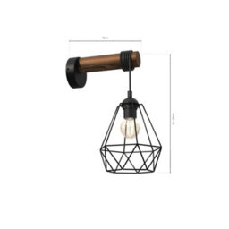 Milagro Acero Wall Lamp 1Xe27 This Hand Made Industrial Style Lamp Is Hand Made From Sleek Black Steel And Natural Dark Wood - thumbnail 7