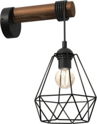 Milagro Acero Wall Lamp 1Xe27 This Hand Made Industrial Style Lamp Is Hand Made From Sleek Black Steel And Natural Dark Wood - thumbnail 8