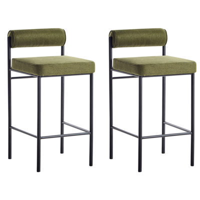 Beliani Set Of 2 Bar Chairs Amaya Green - image 1