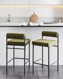 Beliani Set Of 2 Bar Chairs Amaya Green - thumbnail 2