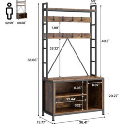 Brown Hall Tree Bench 5 In 1 Coat Shoe Storage Entryway Rack Cubbies - thumbnail 2