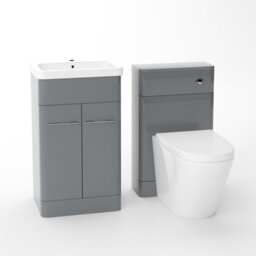 Nes Home Lex 500mm Vanity Basin Unit, Wc Unit & Ellis Back To Wall Toilet Grey - thumbnail 5