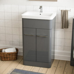 Nes Home Lex 500mm Vanity Basin Unit, Wc Unit & Ellis Back To Wall Toilet Grey - thumbnail 3
