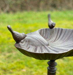 Selections Ornate Cast Iron Tall Wild Bird Bath Free Standing Bird Feeder With Ornamental Birds - thumbnail 2