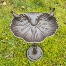 Selections Ornate Cast Iron Tall Wild Bird Bath Free Standing Bird Feeder With Ornamental Birds - thumbnail 6