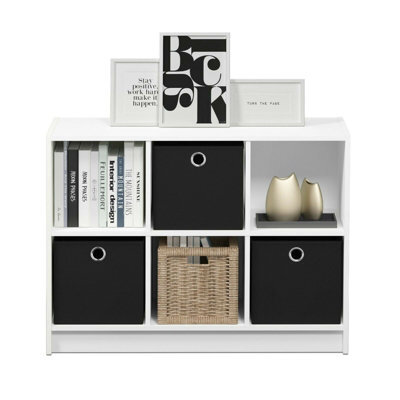 Walplus Furinno Basic 3X2 Bookcase Storage W/bins, White/black - image 1
