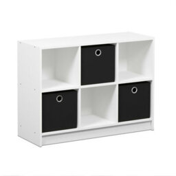Walplus Furinno Basic 3X2 Bookcase Storage W/bins, White/black - thumbnail 3
