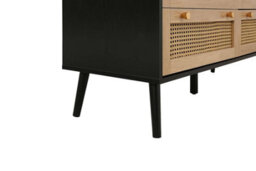 Black Chest Of 7 Drawers Rattan Mid Century Modern - thumbnail 8
