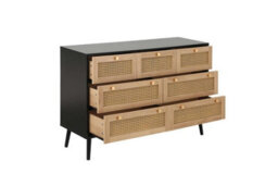 Black Chest Of 7 Drawers Rattan Mid Century Modern - thumbnail 9