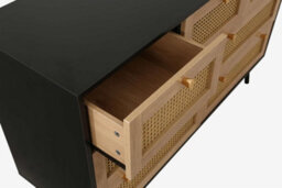 Black Chest Of 7 Drawers Rattan Mid Century Modern - thumbnail 7