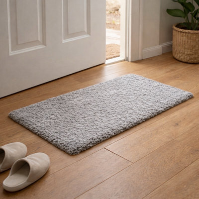 Uetian Silver Shaggy Rug 60X110 Cm Thick 5Cm Pile Soft Rug For Doorway Bedside And Nursery - image 1