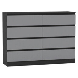 Urbn-Living Urbnliving 120Cm Wide Black Wooden Chest Of Grey 8 Drawers Bedroom Furniture Storage Bedside Modern Cabinet - thumbnail 5
