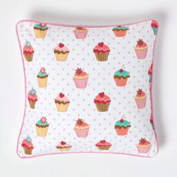 Homescapes Cotton Cup Cakes Cushion Cover, 45 X 45 Cm