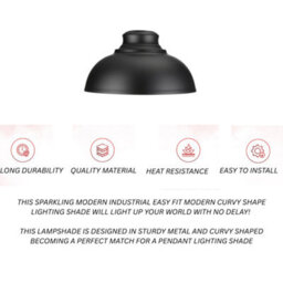Industrial Black Metal Pendant Lamp Shade 29Cm Ceiling Light For Living Room & Kitchen - thumbnail 4