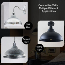 Industrial Black Metal Pendant Lamp Shade 29Cm Ceiling Light For Living Room & Kitchen - thumbnail 6