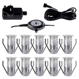 First Choice Lighting Set Of 10 - 15mm Ip67 Cool White Led Decking Kit With Photocell - thumbnail 1