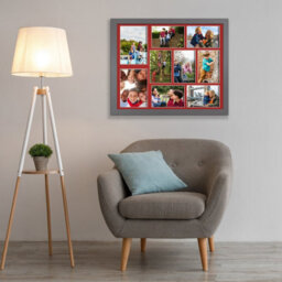 AK Frames 20X16 Dark Grey Sleek Multi Photo Frame With Crimson Mount - Holds 9 Apertures (2X) 7X5, (7X) 6X4 Photos - thumbnail 3