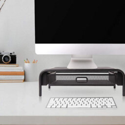 Duronic Dm072 Monitor Stand Riser With Drawer, Laptop And Screen Platform For Tv Or Pc Screen, 10Kg Capacity 33X26Cm -Black - thumbnail 6