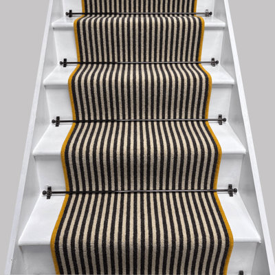 RainbowHome Stripe Quality Loop Pile Stair Runner With 100% Wool Yellow Edge 50 650 - image 1