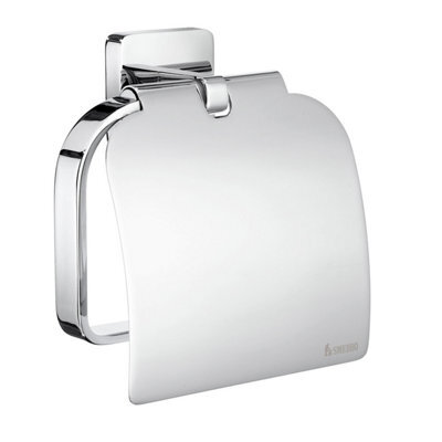 Smedbo Polished Chrome Wall Mounted Toilet Roll Holder /w Lid Cover - image 1