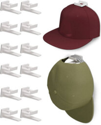 12-Piece Adhesive Hat Rack With Hook (White), Wall-Mounted Coat Rack For Storage - thumbnail 1