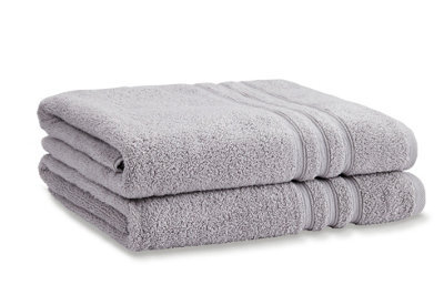 Catherine Lansfield Bathroom Zero Twist 500 Gsm Soft & Absorbent Cotton Bath Sheet Pair Silver - image 1