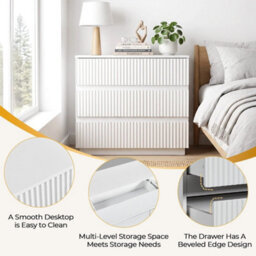 Modern Wooden Chest Of Drawers, 3 Drawer Storage Cabinet Unit For Bedroom, White - thumbnail 3