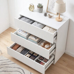 Modern Wooden Chest Of Drawers, 3 Drawer Storage Cabinet Unit For Bedroom, White - thumbnail 6