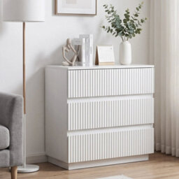 Modern Wooden Chest Of Drawers, 3 Drawer Storage Cabinet Unit For Bedroom, White - thumbnail 4