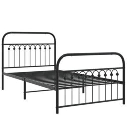 Berkfield Metal Bed Frame Without Mattress With Footboard Black 100X190Cm - thumbnail 3
