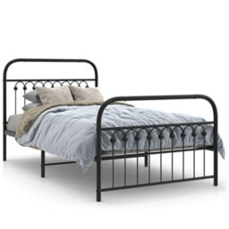 Berkfield Metal Bed Frame Without Mattress With Footboard Black 100X190Cm - thumbnail 2