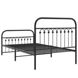 Berkfield Metal Bed Frame Without Mattress With Footboard Black 100X190Cm - thumbnail 6