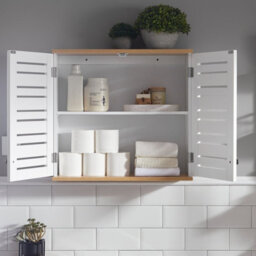 Sobuy Bzr42-W, Bathroom Wall Cabinet Wall Mounted Storage Cabinet Cupboard With 2 Doors,white,w60Xd19Xh56 - thumbnail 4