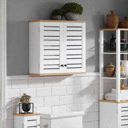 Sobuy Bzr42-W, Bathroom Wall Cabinet Wall Mounted Storage Cabinet Cupboard With 2 Doors,white,w60Xd19Xh56 - thumbnail 2