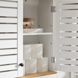 Sobuy Bzr42-W, Bathroom Wall Cabinet Wall Mounted Storage Cabinet Cupboard With 2 Doors,white,w60Xd19Xh56 - thumbnail 9