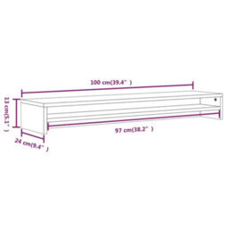 Vidaxl Monitor Stand Smoked Oak 100X24X13 Cm Engineered Wood - thumbnail 3