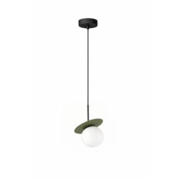 Luminosa Lighting Luminosa Aura Globe Pendant Ceiling Light Black, Green White Glass Shade 1X E27 - thumbnail 1