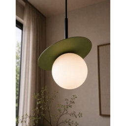 Luminosa Lighting Luminosa Aura Globe Pendant Ceiling Light Black, Green White Glass Shade 1X E27 - thumbnail 3