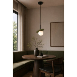Luminosa Lighting Luminosa Aura Globe Pendant Ceiling Light Black, Green White Glass Shade 1X E27 - thumbnail 2