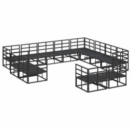 Berkfield Modern Garden Sofa Set With Cushion 12 Pcs Black Aluminium - thumbnail 5
