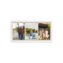 AK Frames 16X8 Walnut Sleek Multi Photo Frame With Ivory Mount - Holds 3 Apertures (3X) 7X5 Photos