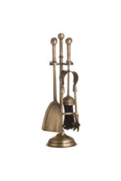 Ball Topped Antique Brass Fireplace Companion Set Traditional, Modern Style - thumbnail 2