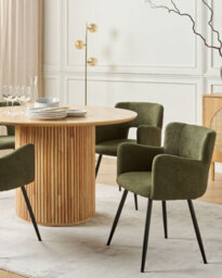 Beliani Set Of 2 Dining Chairs Sanilac Boucle Dark Green - thumbnail 2