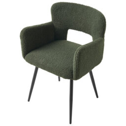 Beliani Set Of 2 Dining Chairs Sanilac Boucle Dark Green - thumbnail 7