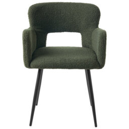 Beliani Set Of 2 Dining Chairs Sanilac Boucle Dark Green - thumbnail 4
